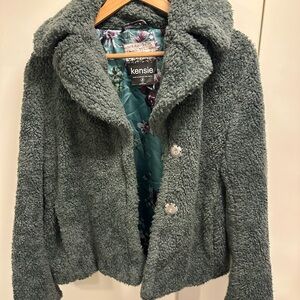 Kensie Teddy Relaxed Fit Coat/Jacket Grayish/Teal